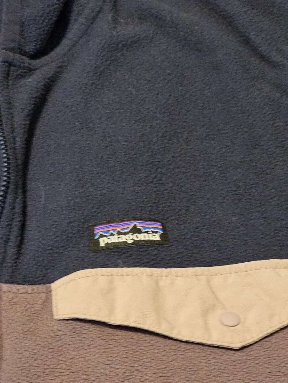Patagonia Girls XL 14 Micro D Snap-T Full Zip Fleece Hoodie Colorblk Purple Navy